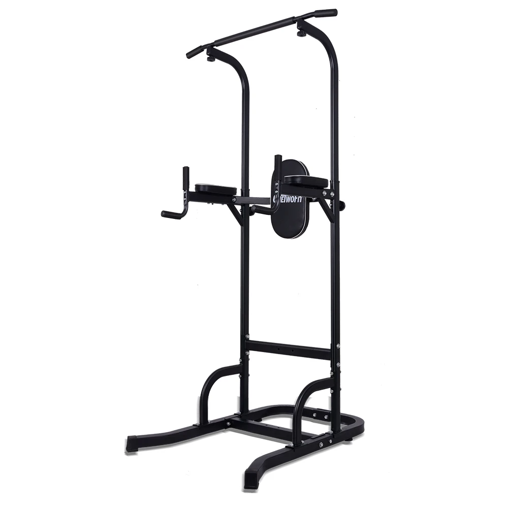 

OneTwoFit Drop Shipping 1pc Home Use Free Stand Dip Station Sport Fitness Equipment Pull Up Bar Power Tower, Black