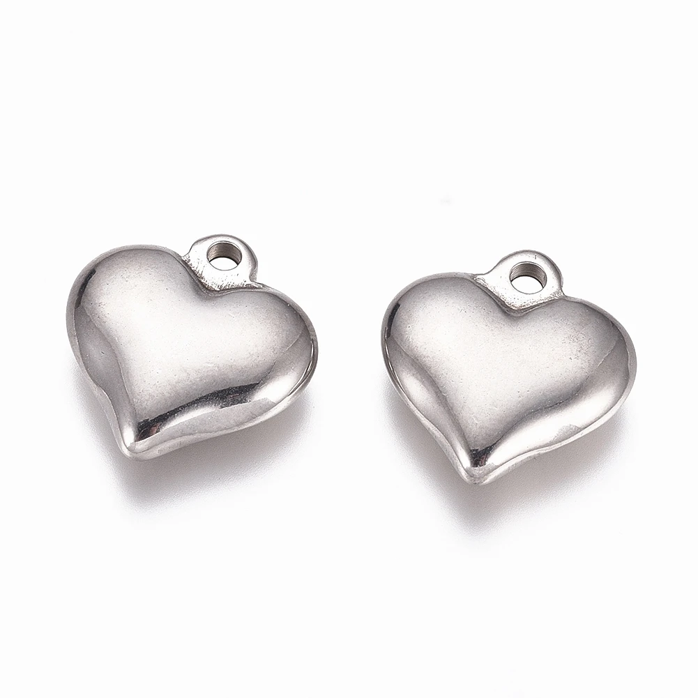 

Pandahall 201 Puffy Heart Women Stainless Steel Charm Pendants