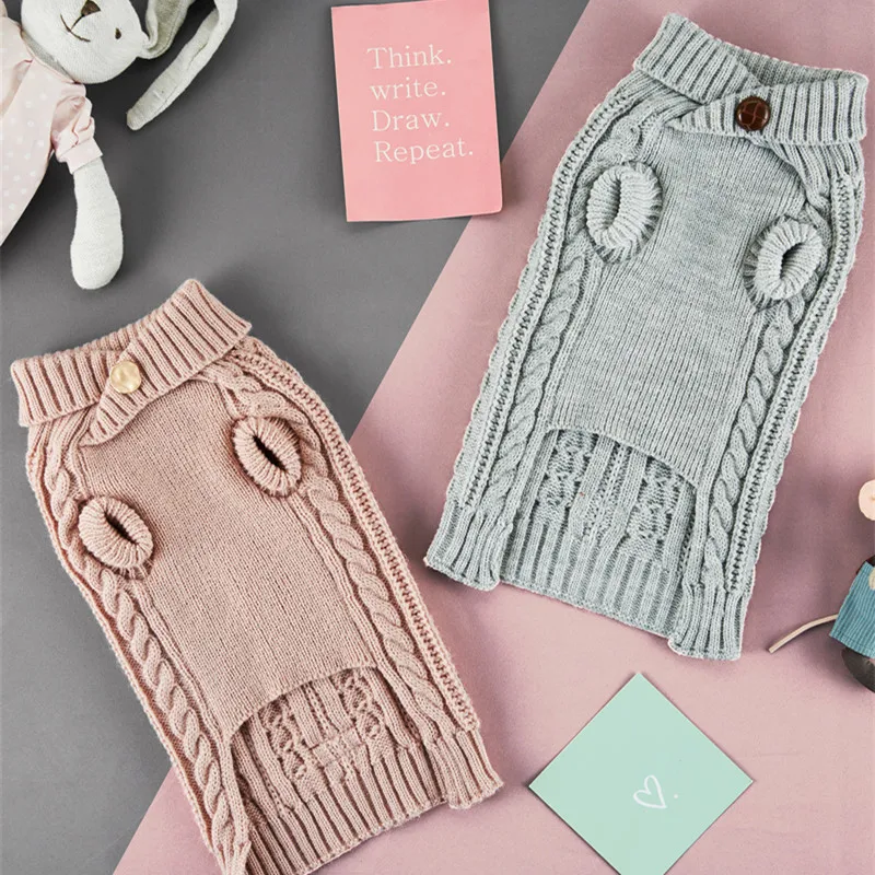 

Eco-Friendly Knitted Dog Christmas Jumper scarf Wholesale Custom pet clothes, Sweater:pink / grey scarf:pink / orange / white