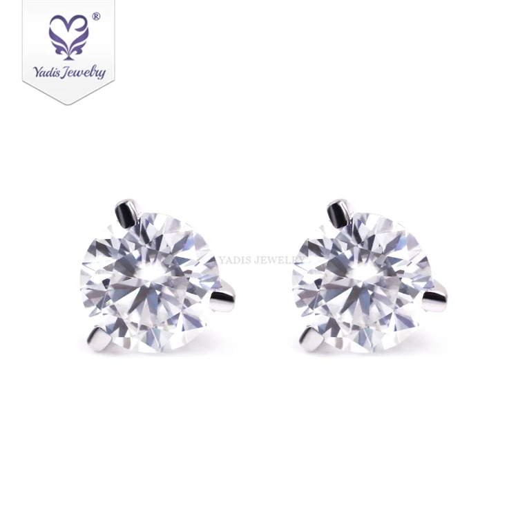 

Tianyu Gems latest design 14k white gold 6.5mm D/VVS color center round moissanite diamond stud earrings price