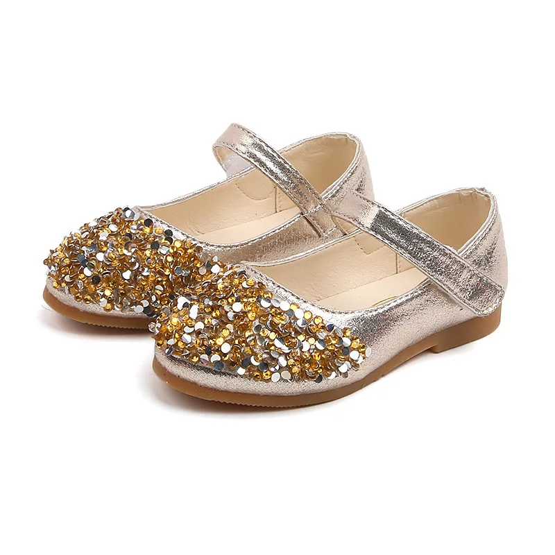 

2019 Autumn New Children's Shoes Wild Rhinestone Single Shoes Korean Children's Dance Shoes, Pink,gold,silver