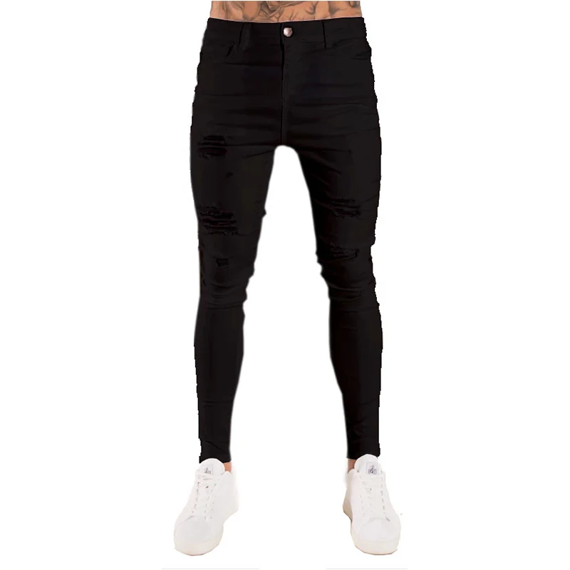 

Wholesale man new designers trousers custom logo skinny slim men ripped fashion denim jeans pants for men clothing, Dark blue,light blue,black,white