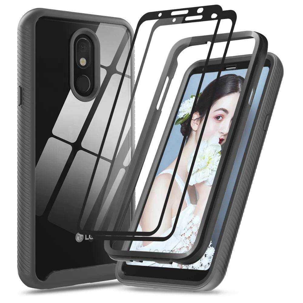 

LeYi shenzhen custom clear phone cases bulk For LG Stylo 5 Clear Case With Tempered Glass Screen Protector[2 pack], Black