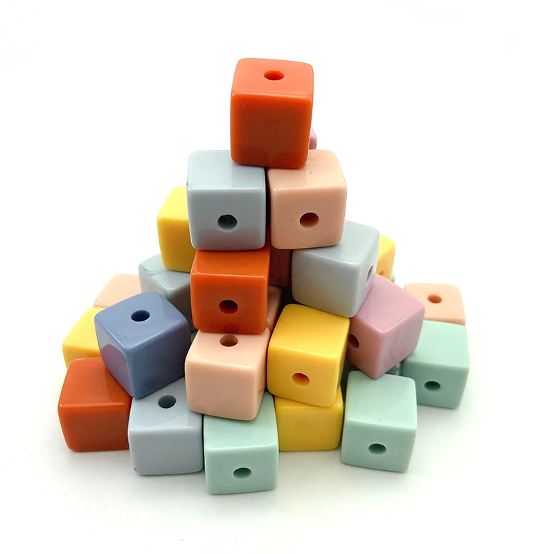 

Factory Wholesale Plastic Square Beads Acrylic Cube Colorful Beads For Children's Handmade Jewelry Making Headdress Accessories, Mixed color