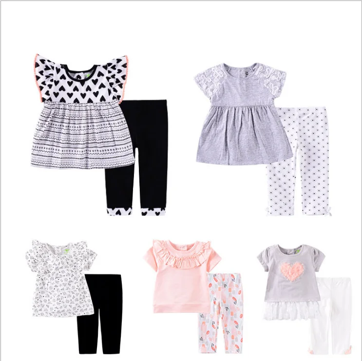 summer baby girl dress set clothes set cotton