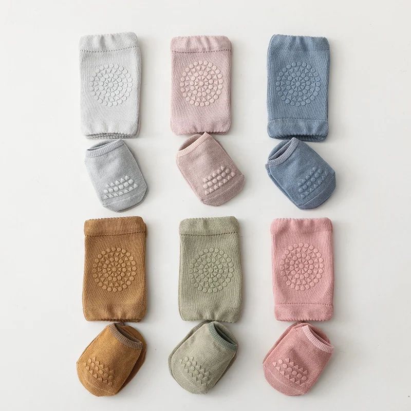 

Kids's Knee Pads Cushion Baby Double-sided Anti-slip Socks Gift Sets Floor Indoor Toddler Crawl Knee Protection Set Bebes Socks, Customized color