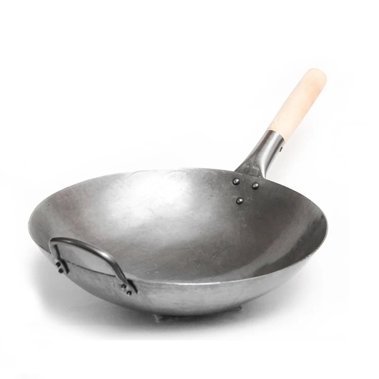 

Hot Sale Best Chinese Kitchen Utensils Carbon Steel Cooking Wok, Siliver