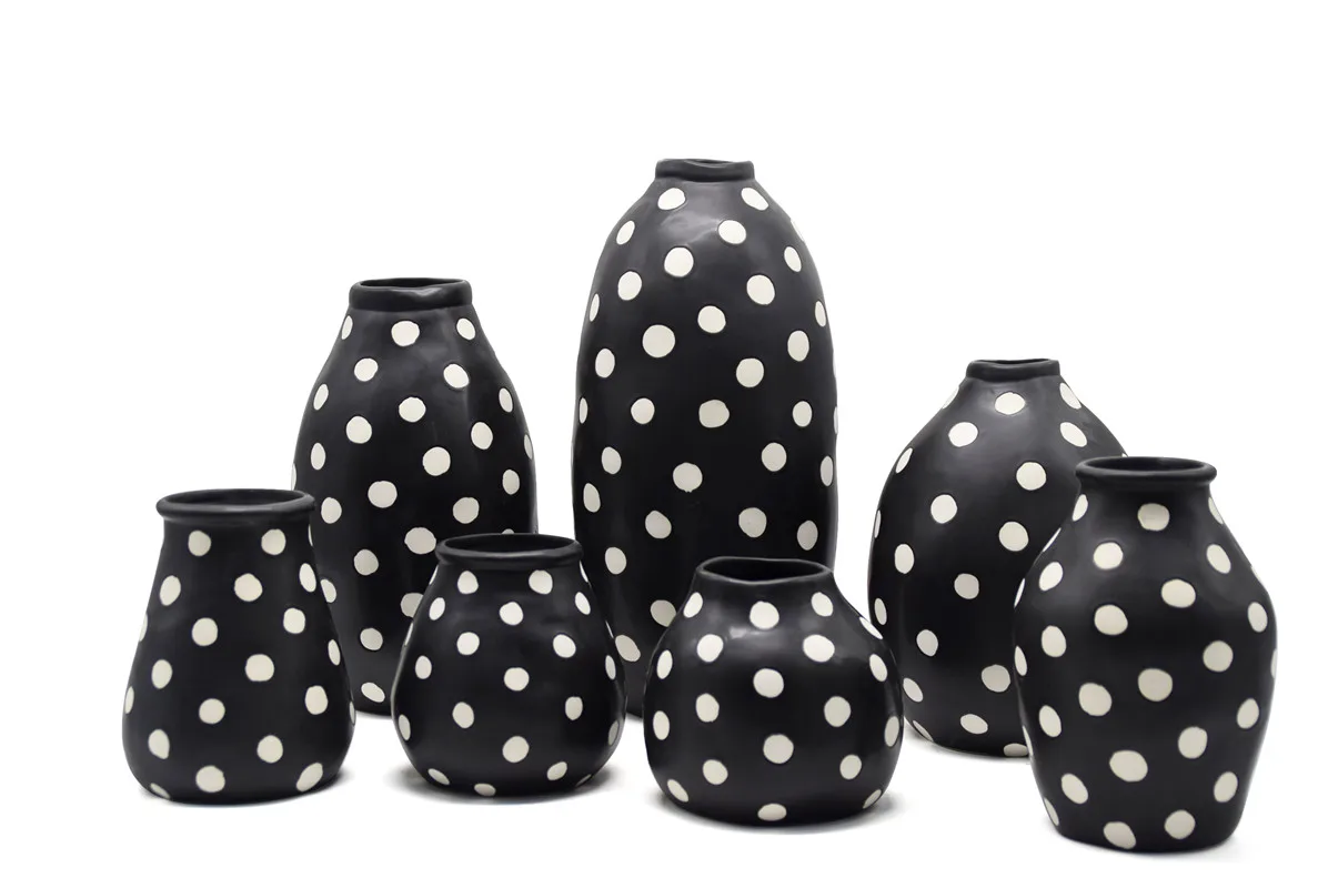 White Dots Ceramic Vases Home Decoration Wholesales