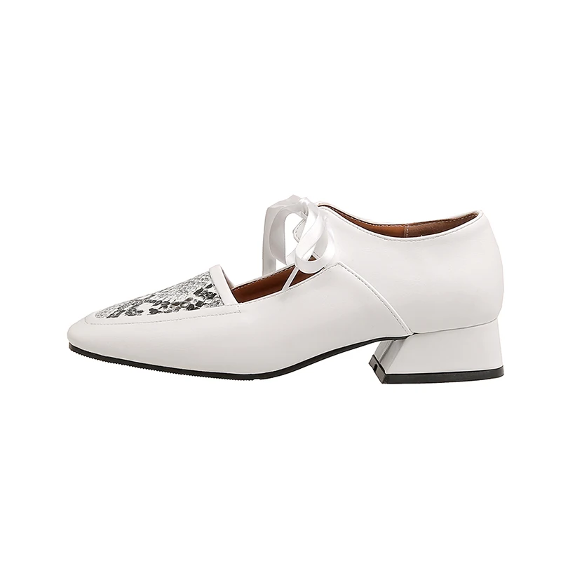 

new Square head PatchworkSewing thread Light weight Low Heel Leisure shoe