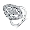 Vintage jewelry geometric silver cz ring large silver copper alloy silver zircon rings