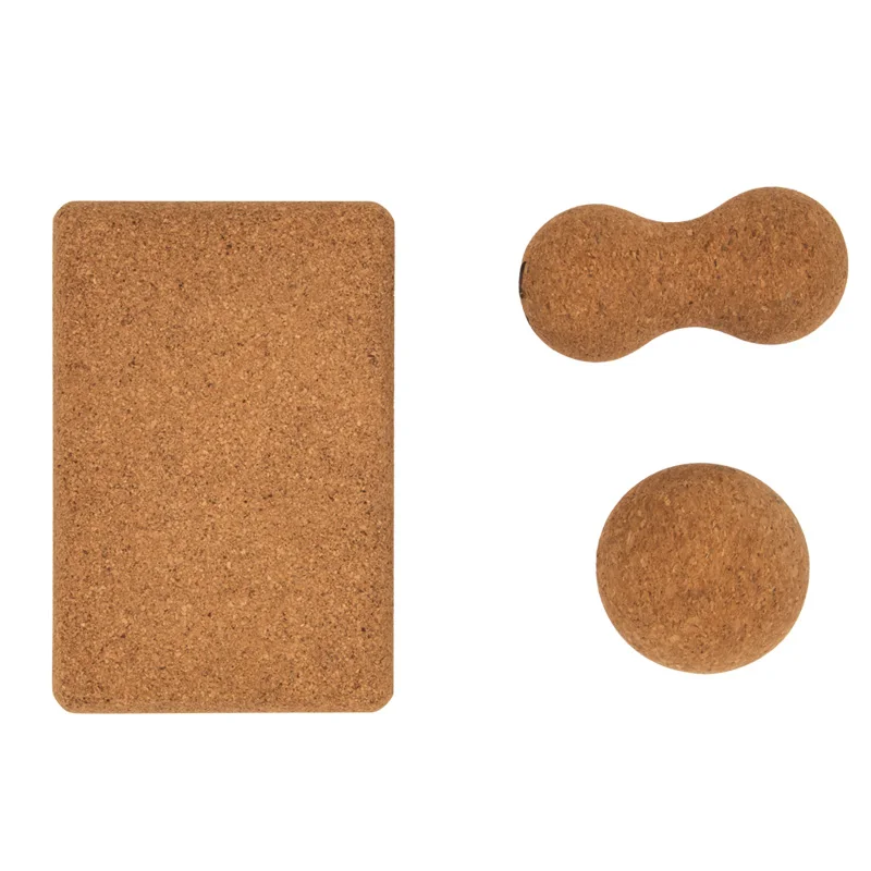 

Custom Logo Natural Cork Wooden Yoga Brick 2 Massage Ball Set, Cork color