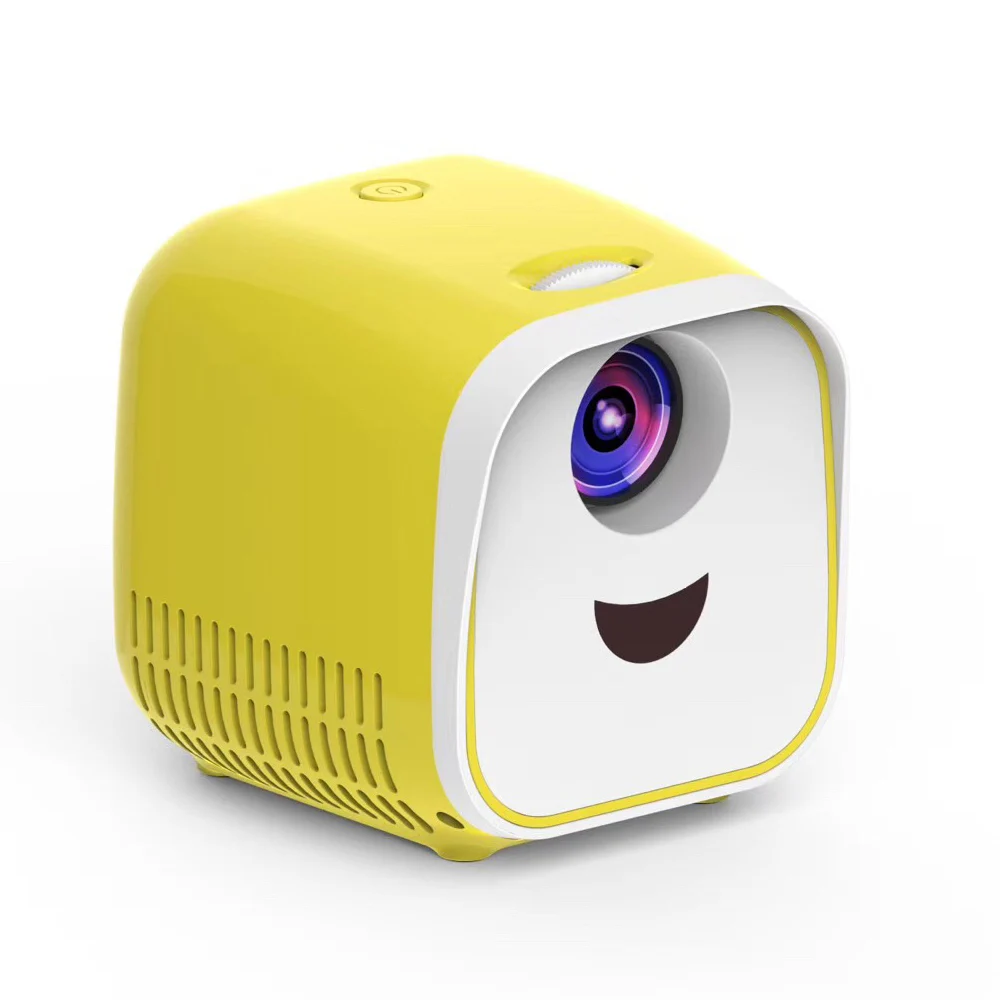 

L1 Newest Kids Mini Projector Full HD 1080P Mini Children's Mini Early Education Projector Cartoon Story Gifts, Yellow&white / black&white
