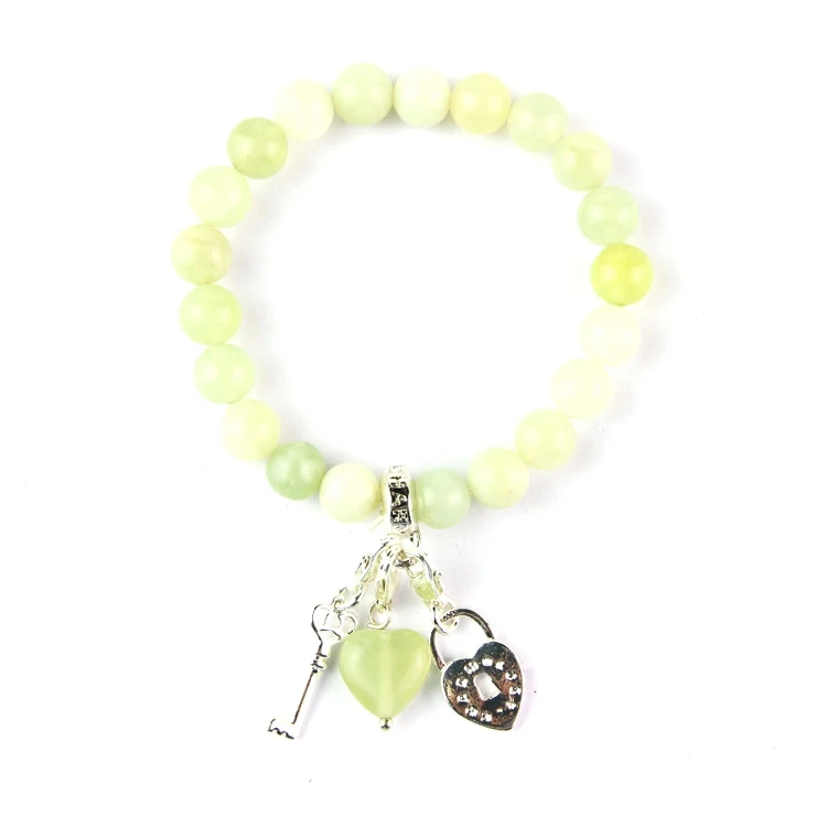 China Cheap Price Light Green Natural New Jade Bead Bracelet Gemstone Beads Bracelets
