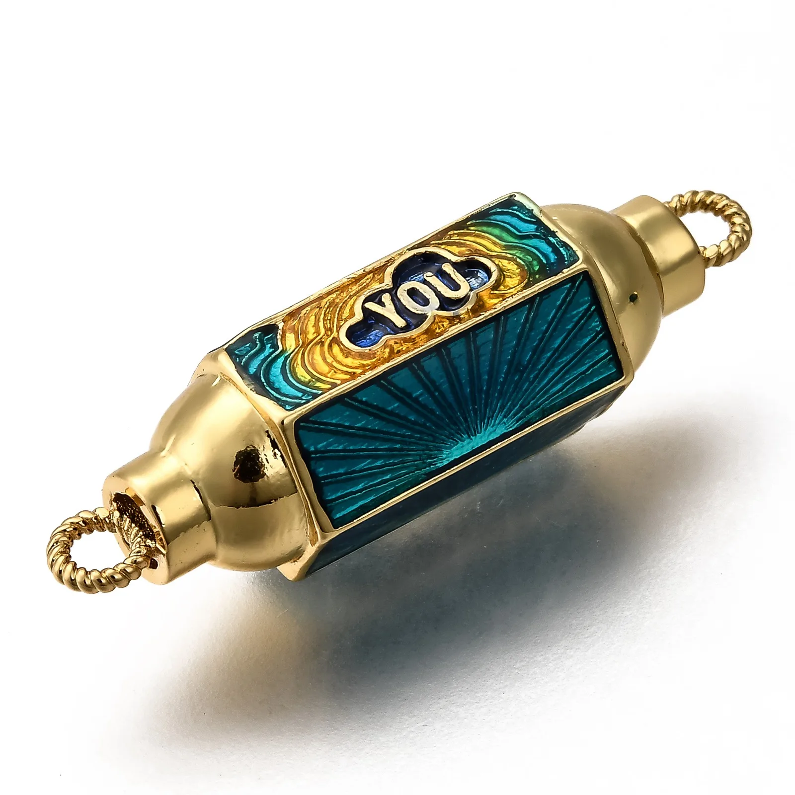 

PandaHall Oval & Word You Teal Golden Tone Brass Enamel Links Connectors