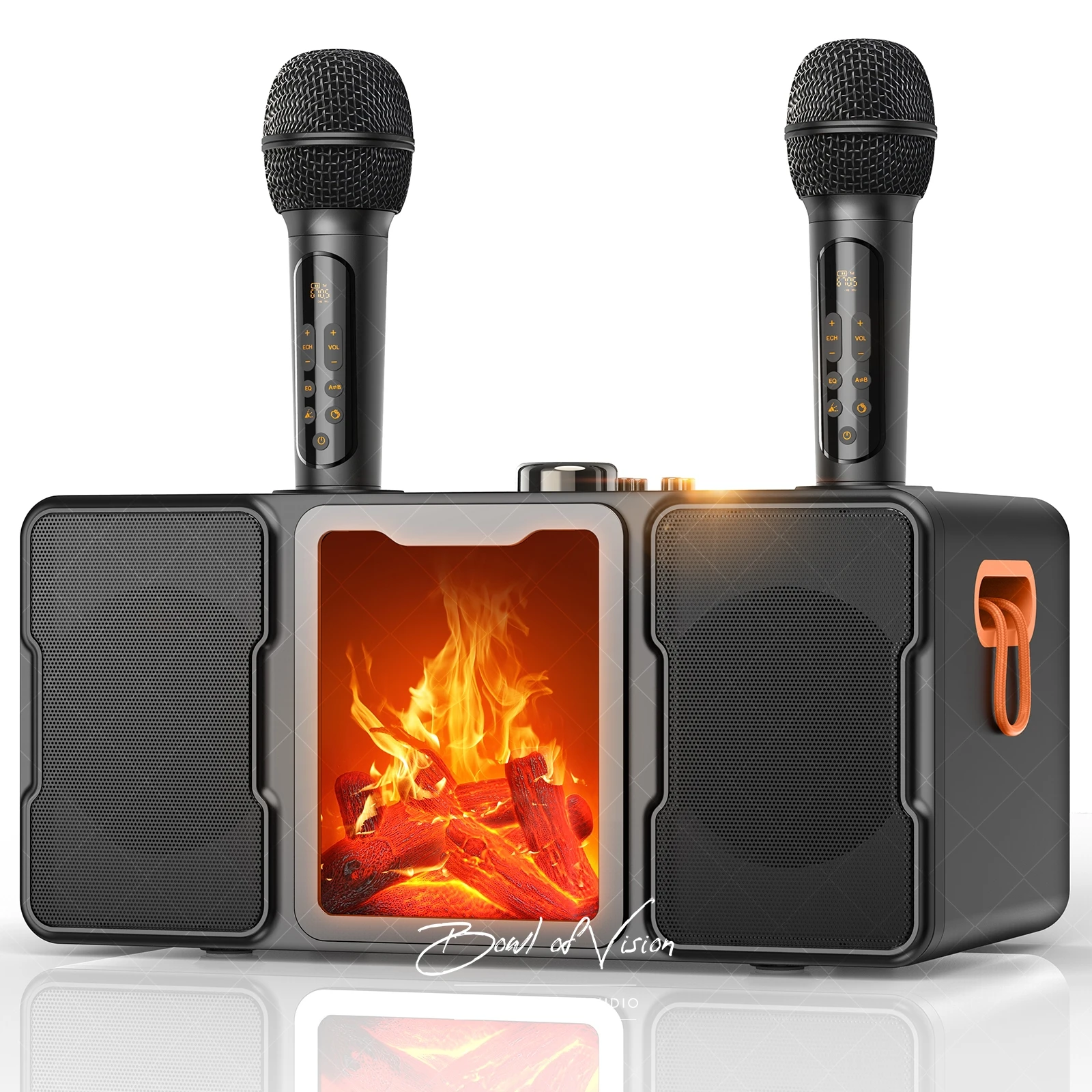 SDRD SP600 Bluetooth-Karaoke-Lautsprecher mit zwei Mikrofonen und Schultergurt
