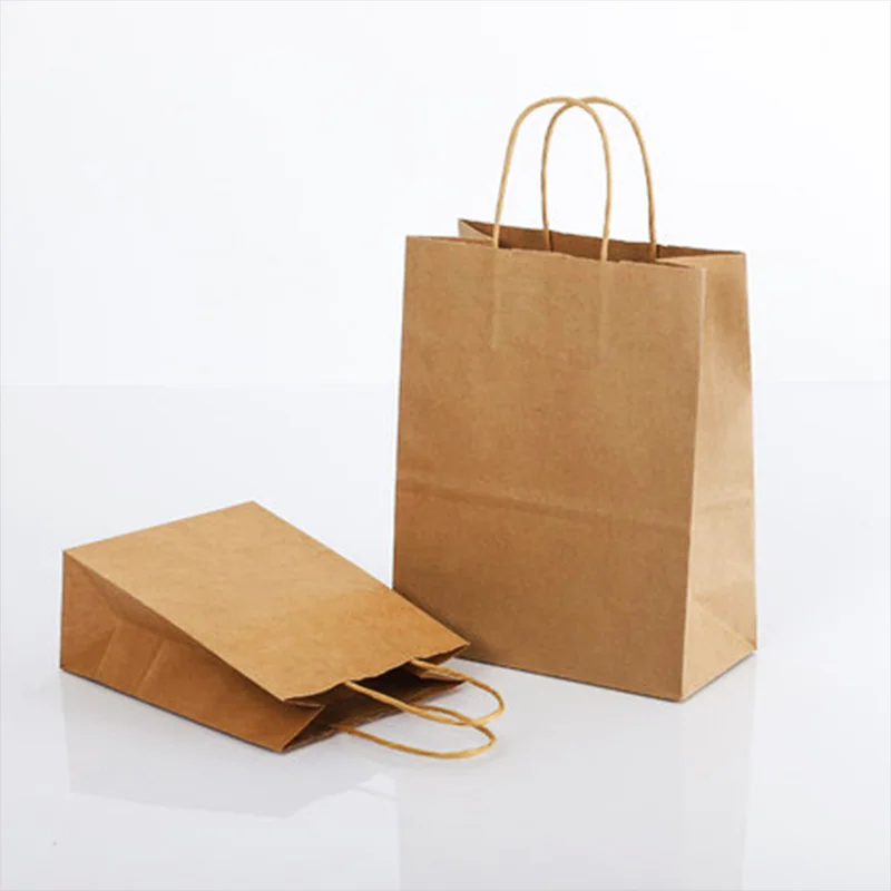 

Huide Custom Your Own Logo Size Color Cheap Food Take Away Bown kraft Paper Bag with handle