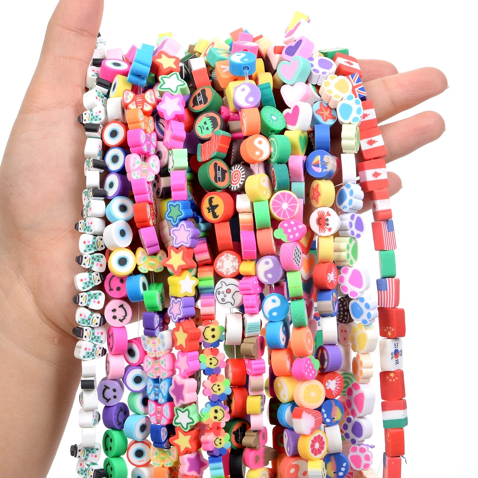

30Pcs/Bag 10mm Polymer Clay Beads Spacer Loose Beads for Jewelry Making DIY Handmade Charm Bracelet Necklace Accessories