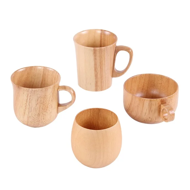 

Elegant Cheap Wood Coffee Mugs Wood Handle Cup Wood Beer Cup, Light yellow