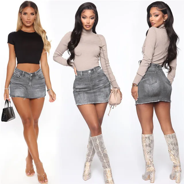 

2021 Spring New Fashion Trendy Women's Clothing Slim and Thin Denim Skirt, Picture color