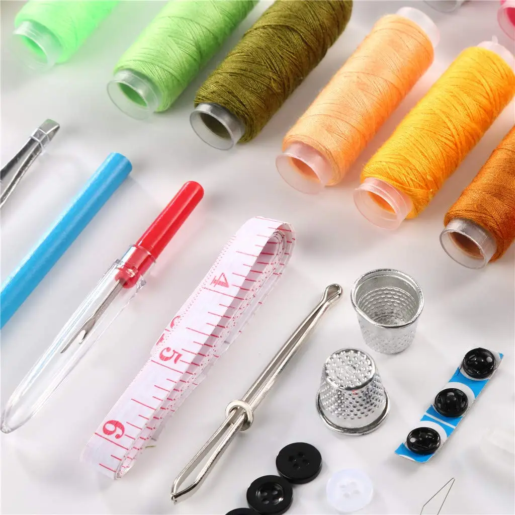 

Over 130 DIY Premium Sewing Supplies, Mini Sewing kit, 38 Spools of Thread more colors, Colorful