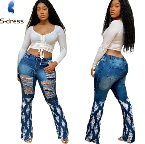 
Hot selling ripped jeans women with low price 