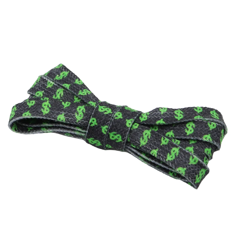 

Weiou shoelace company NEW ARRIVAL Flat printed dollar pattern shoelaces Black/Green, White