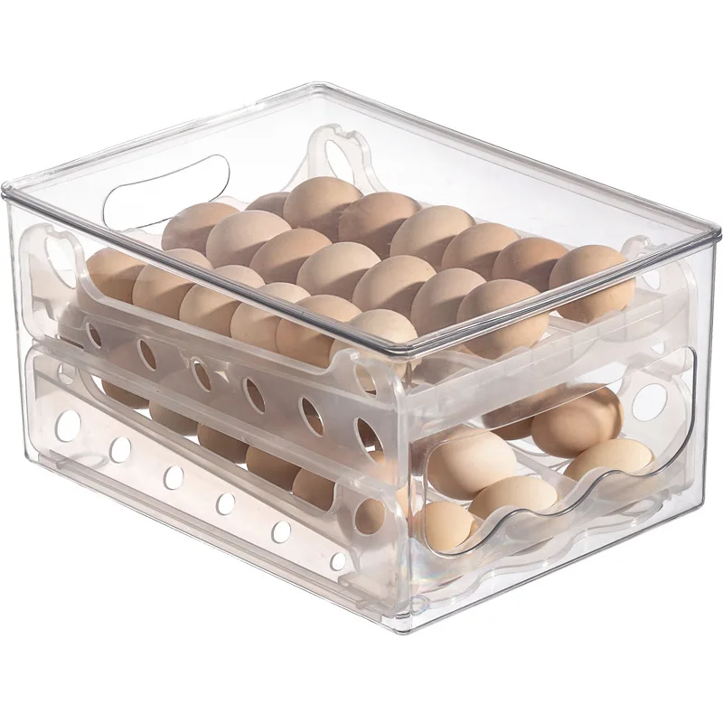 

Kitchen slide type egg storage box refrigerator plastic stacking collection box household preservation egg drop cartons, Transparent