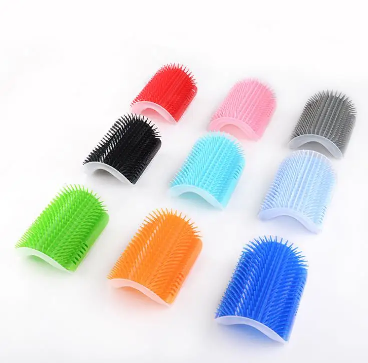 

Corner Pet Brush Comb Play Toy Plastic Scratch Bristles Arch Massager Self Grooming Cat Scratcher, Multi