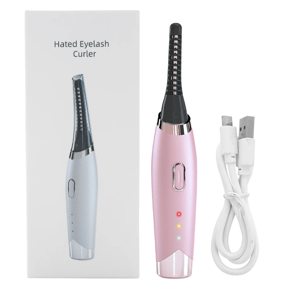 

JOSUNN Women Portable Electric Heated Eyelash Curler temperature control Lash Lifting Accessories Ironing Comb, White pink