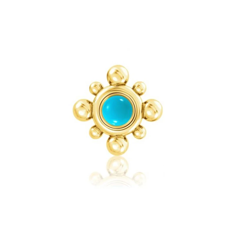 2021 Mini S925 silver turquoise zircon earring 18k gold plated piercing stud earrings gift work