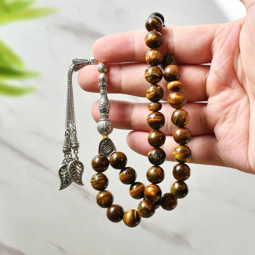 

YS328 wholesale Necklace Muslim Bracelet Yellow Tiger Eye Jewelry pray 33 Islamic Prayer Beads Tasbih Tasbeeh Rosary
