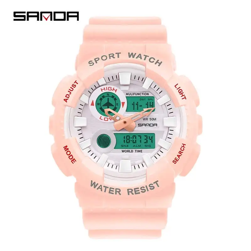 

Sanda 3016 Latest Chronograph Sport Watches LED Alarm Waterproof Watch Analog Digital for Men