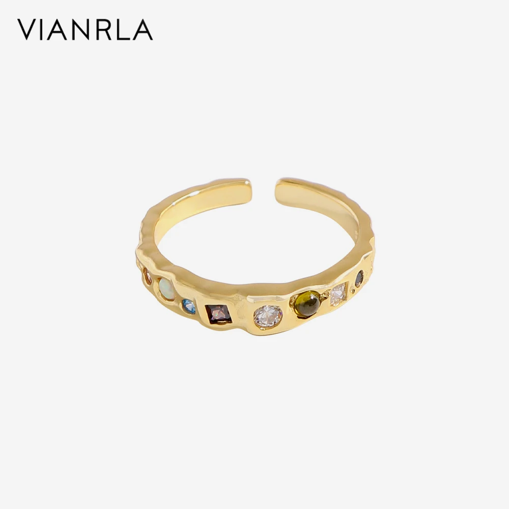 

VIANRLA 925 Sterling Silver Ring Colorful Zirconia Ring Minimalist Style Nickle Free Laser Logo Support Drop Shipping