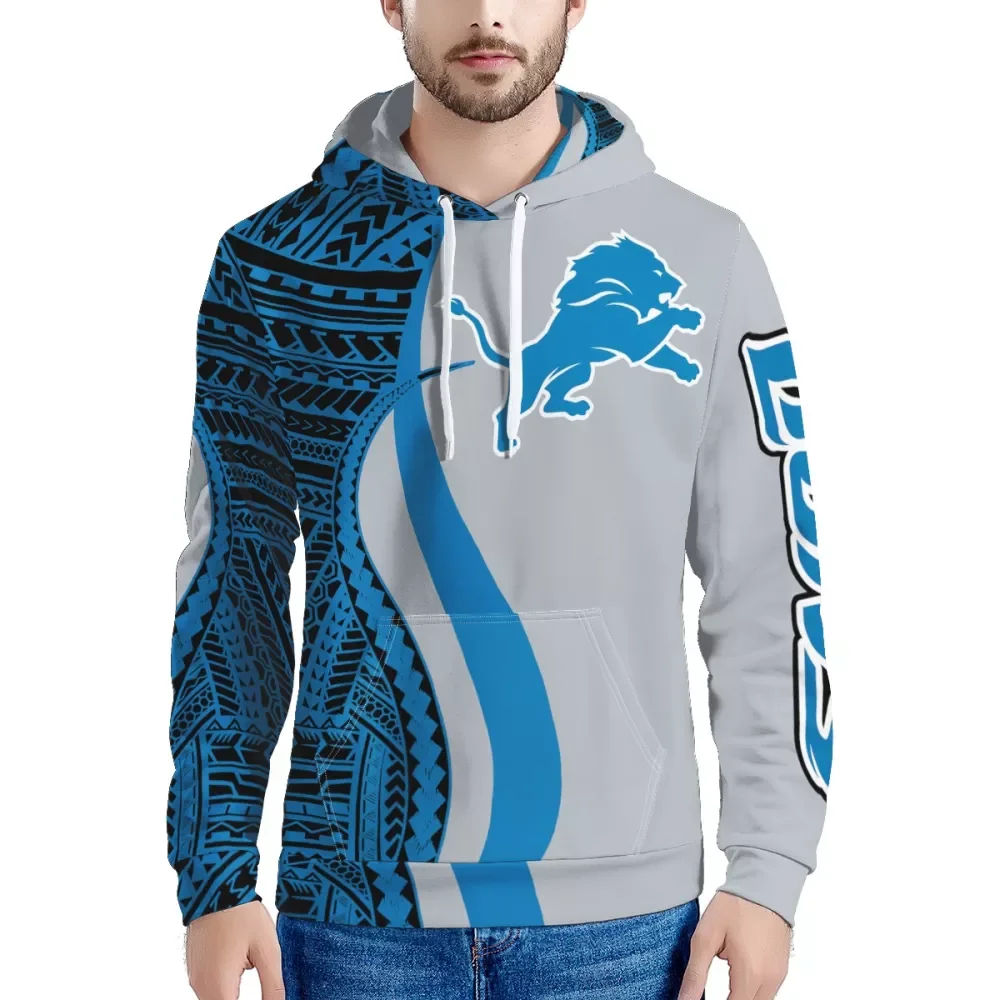 

Gray Lion Polynesian Samoa Tribal Printed Clothing Custom Man Casual Hoodies NFL American Football Team Oversize Hooded Sweater, Customized color