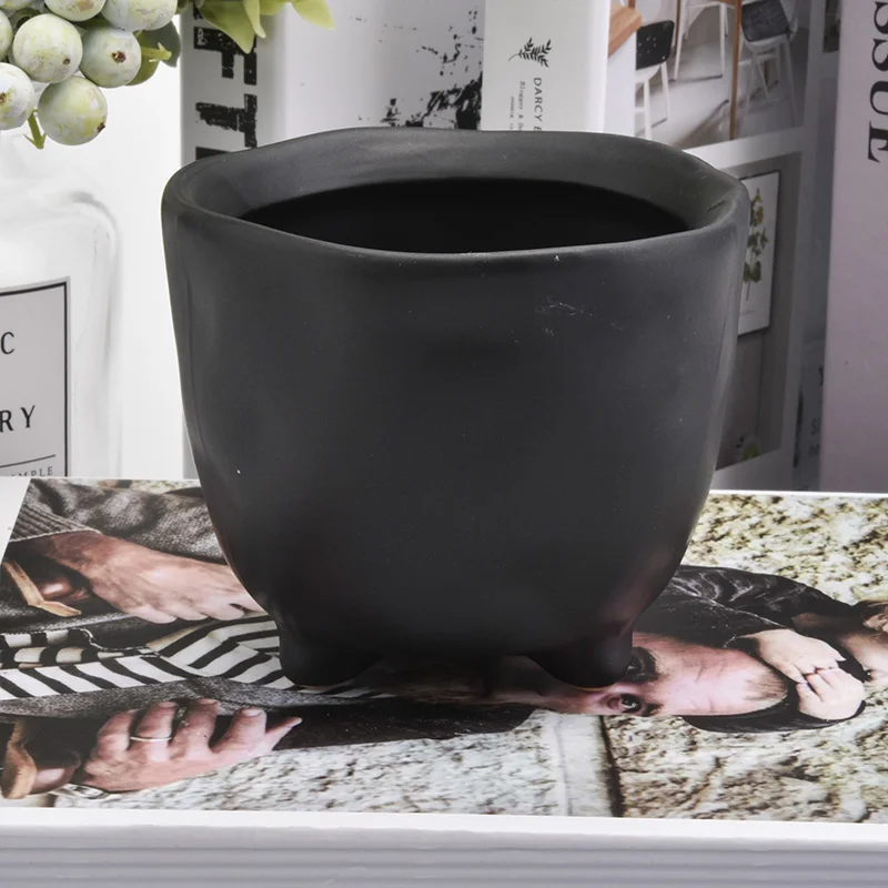 Matte Black Ceramic Candle Jars