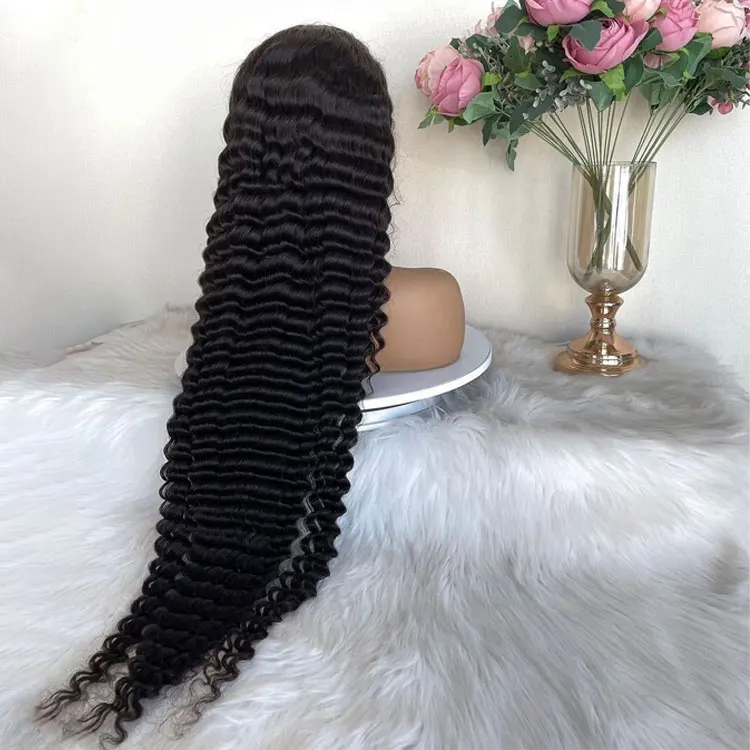 

150% 180% density 100 brazilian hair wigs human hair wig T-Part deep wave 13x4 hd lace frontal wig for black women