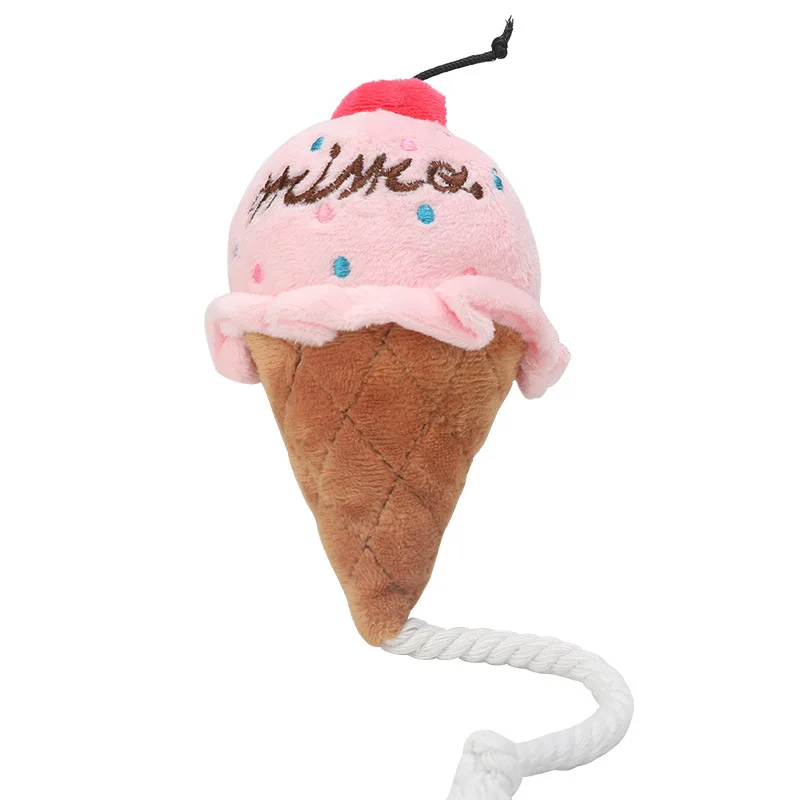 Plush Ice Cream Wholesale In Stock Pet Toys Sound Barking Fleece Dog