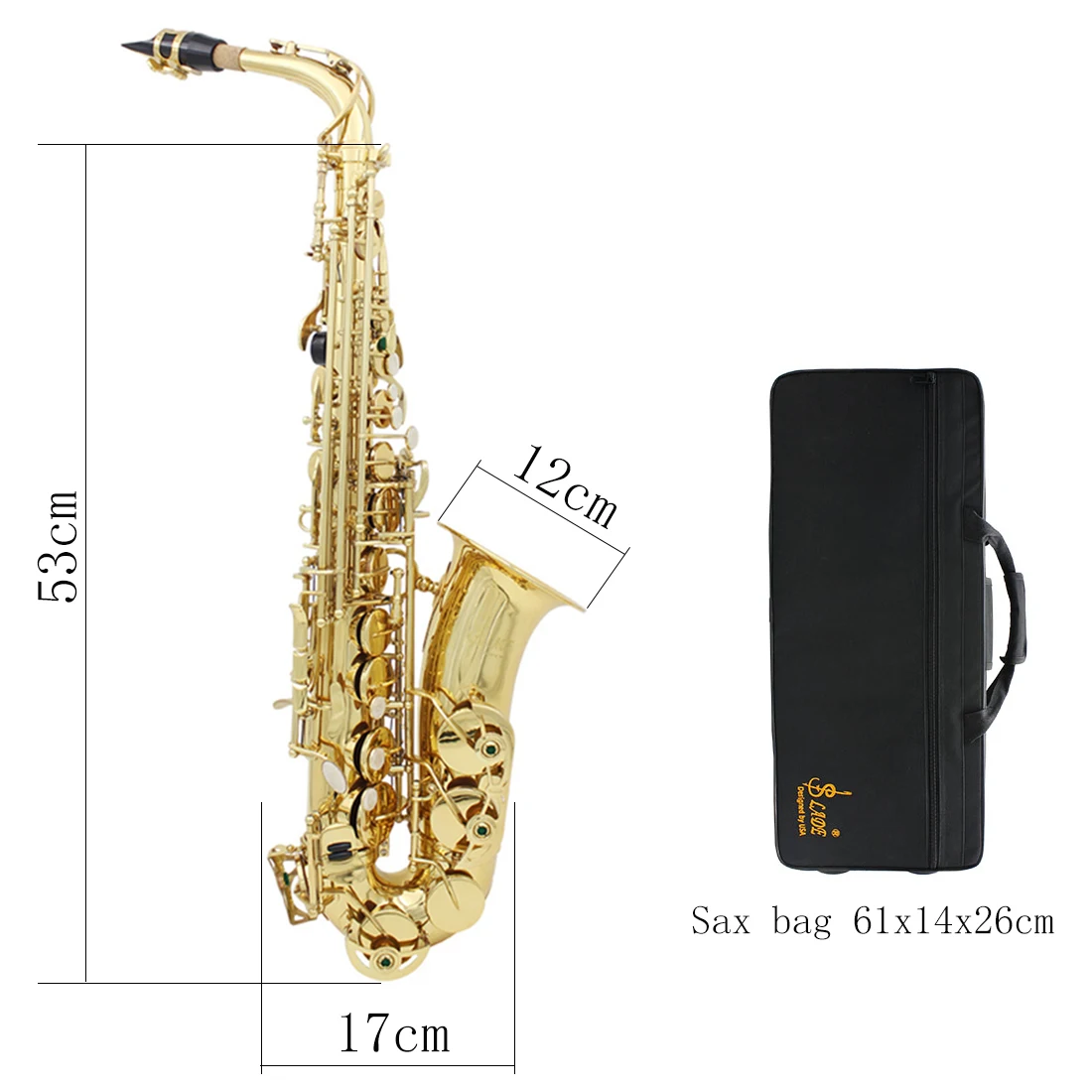 Slade Gold Eb Performance Practice Brass Instrument Alto Saxophone With