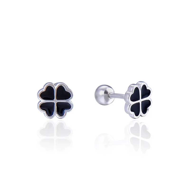 

Fashion vintage jewelry drop oil s925 sterling silver four-leaf clover earrings ladies earrings