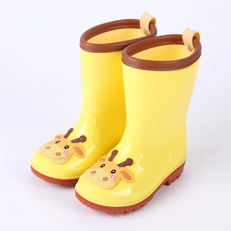 
Kids Rain Boots Soft Rubber Rain Shoes Antiskid Waterproof Natural Rubber Cotton Fabric Half Boot Kids Water Shoes 
