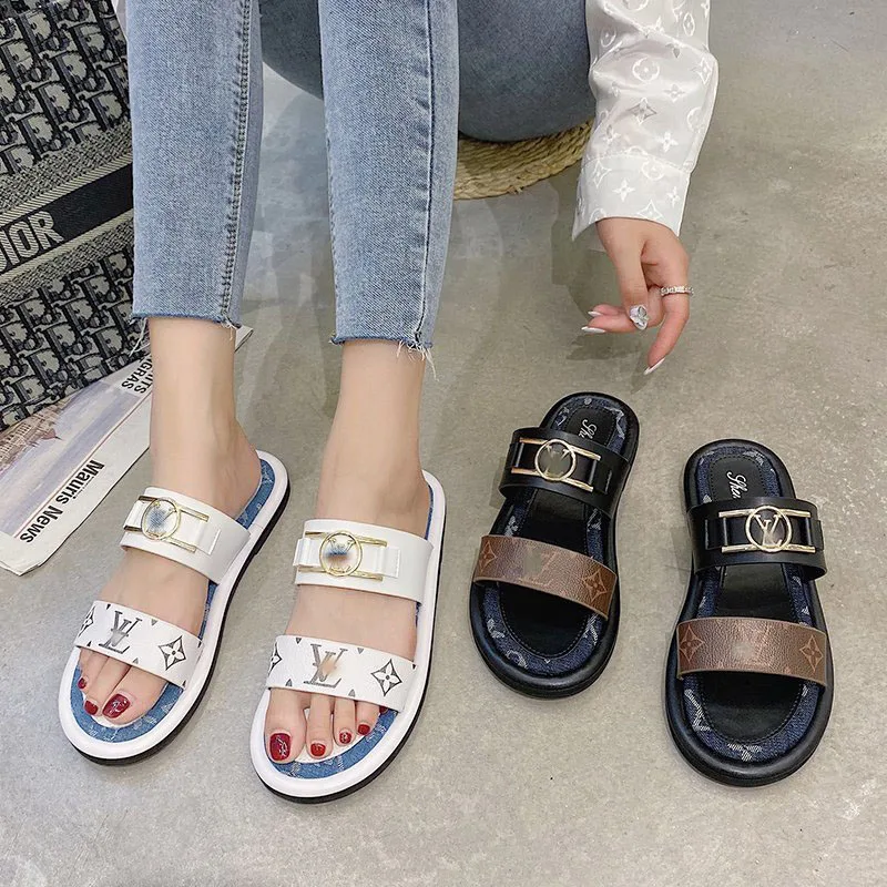

Famous brand women's sandals 2021 ladies trendy designer slippers, 2 colors