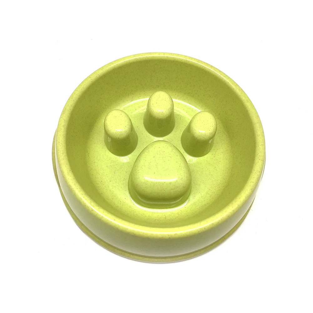 

HMS Pet Supplies Accept Customization Paw Shape Indoor Cheap Design Plastic Eco Friendly Slow Feeder Pet Dog Bowl Wholesale, Blue green pink ,customized color acceptable