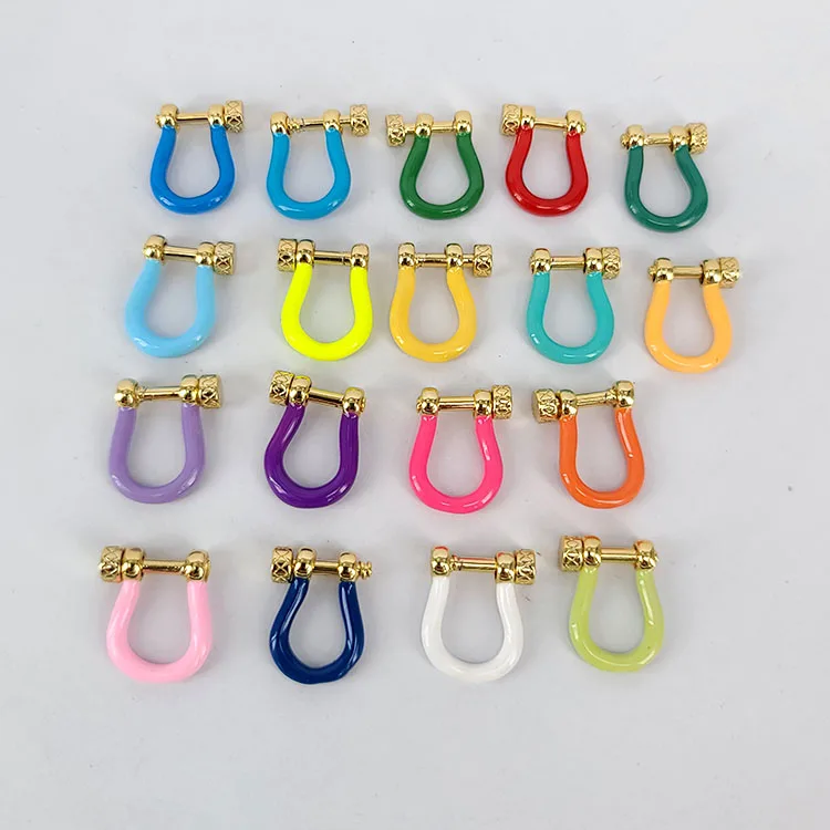 

JF1323 Neon Enamel Carabiner Horseshoe Shackles Clasp Carabiner Lock Connector Claw for Jewelry Necklace Making, Red,white,black,light green,dark green,orange,pink,etc