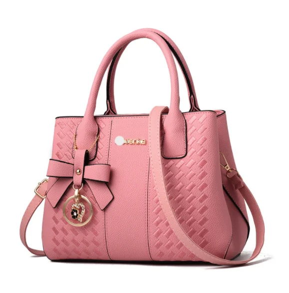 

Hot sale purchased shopping handbag retro large pink leather tote bag handbag for ladies