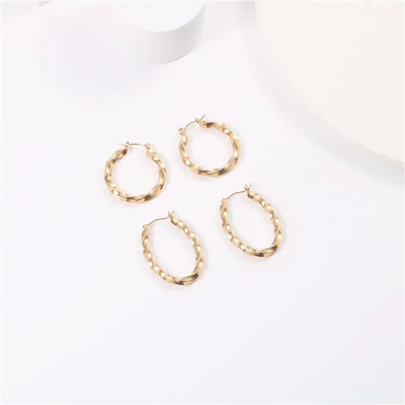 

Joolim 18k Gold Plated Twist Stainless Steel Hoop Earrings for Women minimalist jewelry 18k Gold Jewelry