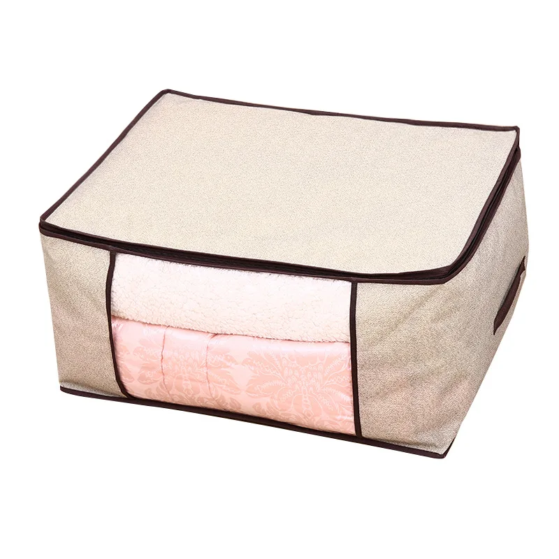 

Cube Nonwoven Fabric Blanket Quilt Foldable Clothes Storage Bag Storage Box, Gray,beige