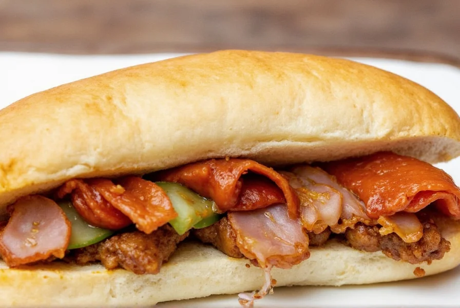 Adobo sauce sub on a wooden board