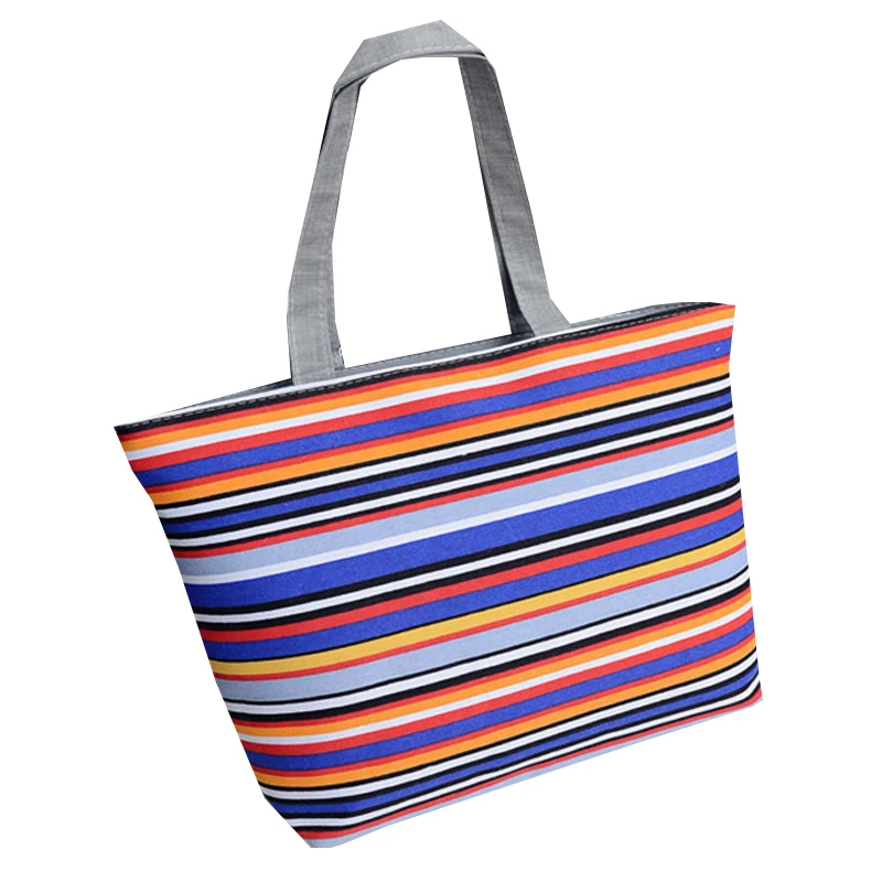 

Women Shopping Bag Eco Printing Stripe Large Tote Pouch Casual Female Reusable Large Capacity Shoulder Bag, 11 colors