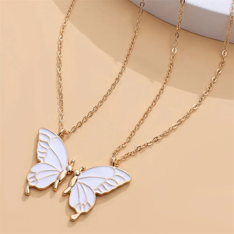 

2022 Popular Silver Pendant Necklace Girl Jewelry Charm Butterfly Necklace Chain Best Friend Friendship Necklace for Women