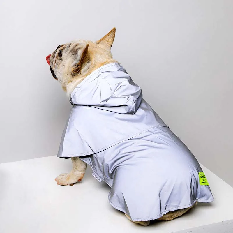 

HCLITE Lightweight Reflective Fabric Waterproof Rain Pet Coat Dog Jacket, Green pink blue grey